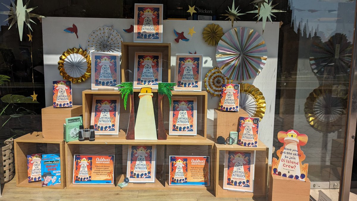 Our Kids Book of the Month is The Case of the Lighthouse Intruders by Kereen Getten.

 Look at the amazing lighthouse stand one of our booksellers has made for it!