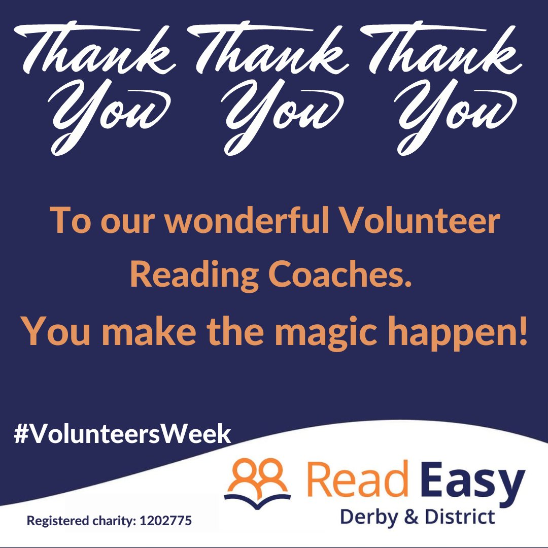 ReadEasyDerby's tweet photo. Coaches you are AMAZING! Free, face-to-face, 1-2-1 reading coaching to 35 adults in Derbyshire๐.
More coaches needed to take on our waiting list.
#VolunteersWeek #volunteering #adultliteracy #adultliteracymatters #learntoread #readeasyuk #derby #derbyshire #ilkeston #belper https://t.co/UFwAdStWCL