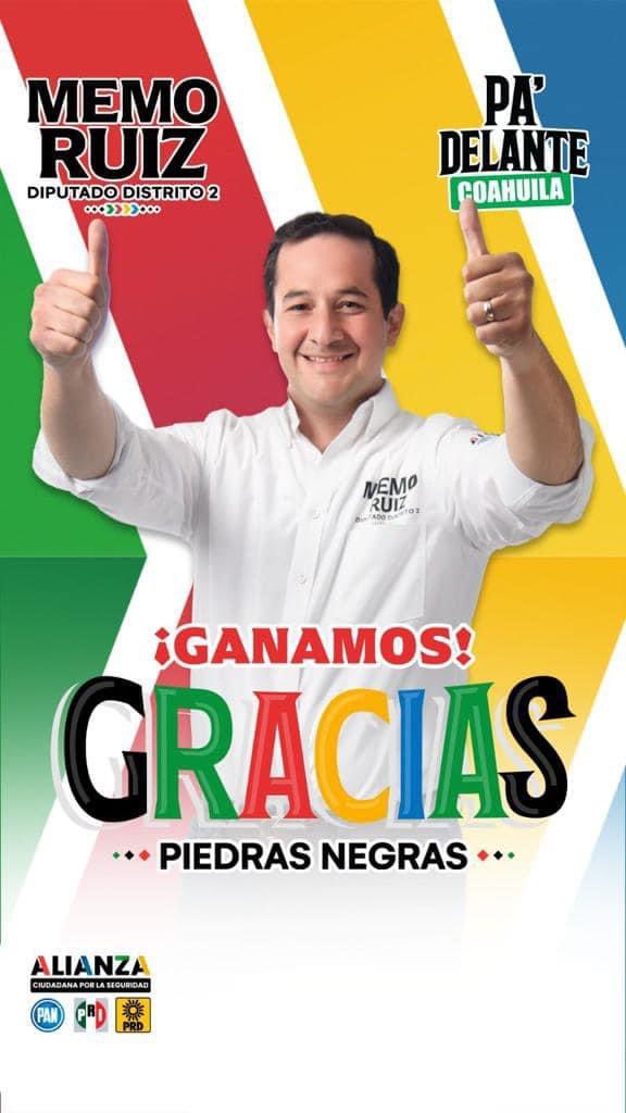 Tenemos Gobernador <a href="/manolojim/">Manolo Jiménez Salinas</a> y Diputado <a href="/memo_ruiz_g/">Guillermo Ruiz</a> ¡MUCHAS FELICIDADES! ¡Arriba Coahuila ! ¡Arriba Piedras Negras! 💪🏽😃