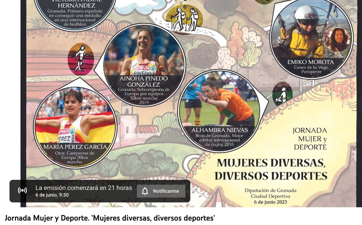 📢Mañana tenemos una cita con 12 figuras del deporte femenino de #Granada 💜 que participarán este martes en la jornada “Mujer y Deporte”.
🔴 📹Síguela online youtube.com/live/HXk-itVIY… desde las 9h hasta las 14:30h
#mujeresydeporte #igualdadengranada #diputaciondegranada