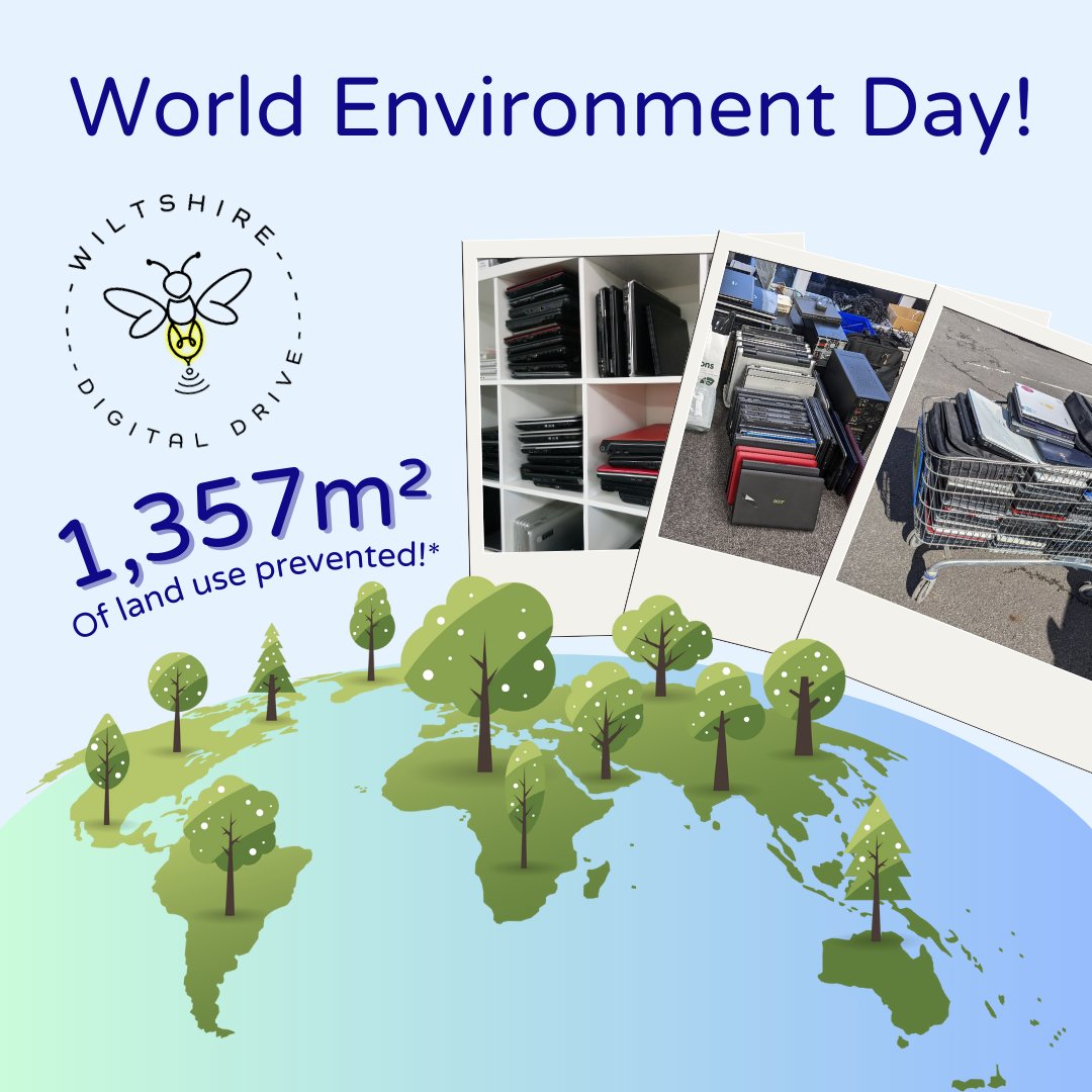 It's the 50th #WorldEnvironmentDay today, &amp; we're proud to say that over Q4 to Q1 22-23, we've diverted enough laptops from landfills to prevent 1,357m² of land from being used just by recycling your old tech so that the materials can re-enter the UK #CircularEconomy!
