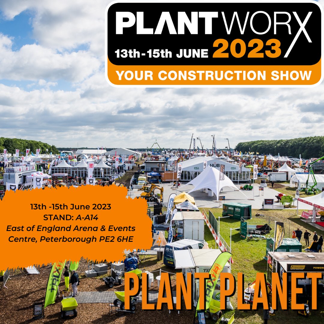 PlantPlanetUK's tweet photo. 🚧 COME &amp; SEE US! 🚧

One week to go! Plant Planet is excited to be exhibiting at Plantworx! 🚧

Come and see us on stand A-A14! 🙌

📅13th - 15th June 2023
🌍East of England Arena &amp; Event Centre 
📍Stand A-A14

#ConstructionShow #PlantHire #Plantworx https://t.co/yalVjNZNBu