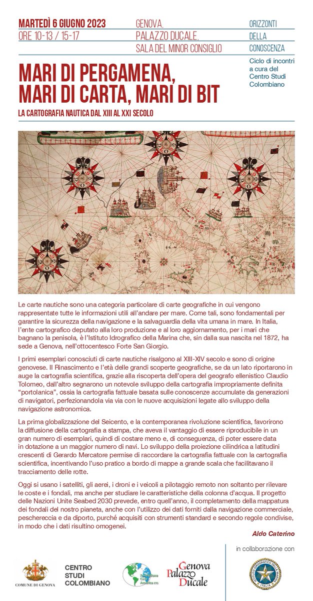 CasaAmerica1's tweet photo. Domani 𝗣𝗮𝗹𝗮𝘇𝘇𝗼 𝗗𝘂𝗰𝗮𝗹𝗲 #Genova h 10 cartografia nautica da Colombo a oggi a cura di  𝗜𝘀𝘁𝗶𝘁𝘂𝘁𝗼 𝗜𝗱𝗿𝗼𝗴𝗿𝗮𝗳𝗶𝗰𝗼 𝗱𝗲𝗹𝗹𝗮 𝗠𝗮𝗿𝗶𝗻𝗮 
Mostra 𝑃𝑜𝑟𝑡𝑜𝑙𝑎𝑛𝑖 𝑒 𝑚𝑎𝑝𝑝𝑎𝑚𝑜𝑛𝑑𝑖 foyer Minor Consiglio https://t.co/T7YD3KaRuq #CentroStudiColombiano https://t.co/VMCw64Tx4T