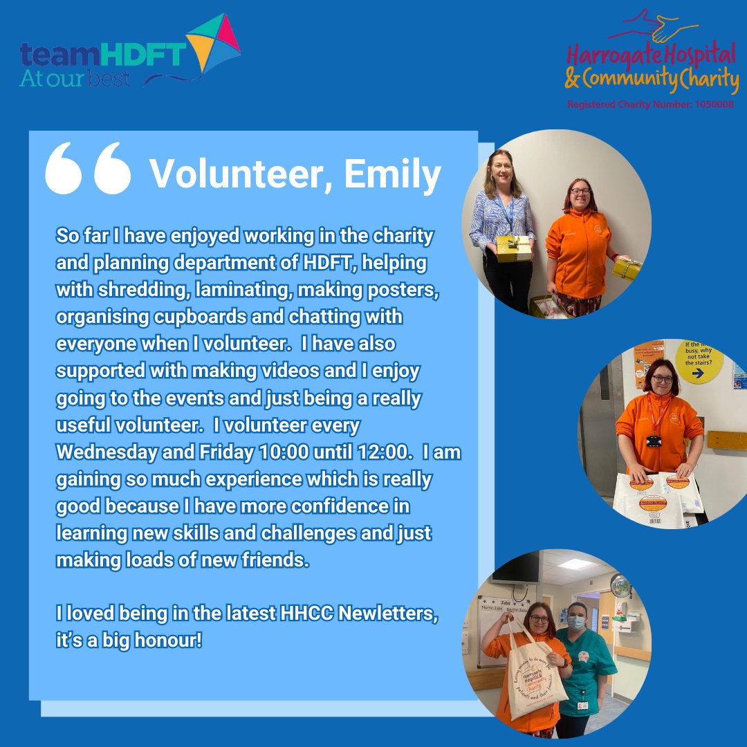 Hear from Enhanced Support Volunteer Emily who supports the Charity, Volunteer and Planning Department two days a week! #NHSVolunteer 

Learn more about our different volunteer pathways and how you can apply to volunteer at #teamHDFT here - hhcc.co.uk/volunteer/