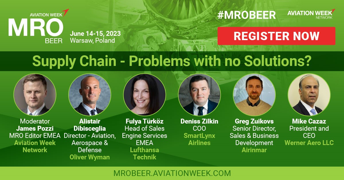 Aviation Week Events (@avweekevents) on Twitter photo Long lead times and lack of raw materials continue, as consumption from emerging industries contributes to higher pricing and delays. <a href="/OliverWyman/">Oliver Wyman</a> <a href="/LHTechnik/">Lufthansa Technik</a> <a href="/SmartLynxCom/">SmartLynx Airlines</a> <a href="/AirinmarLtd/">Airinmar Limited</a> <a href="/werneraero/">Werner Aero, LLC</a> look at the biggest bottlenecks and shortages. Register ow.ly/mUZl50OtLjb Long lead times and lack of raw materials continue, as consumption from emerging industries contributes to higher pricing and delays. <a href="/OliverWyman/">Oliver Wyman</a> <a href="/LHTechnik/">Lufthansa Technik</a> <a href="/SmartLynxCom/">SmartLynx Airlines</a> <a href="/AirinmarLtd/">Airinmar Limited</a> <a href="/werneraero/">Werner Aero, LLC</a> look at the biggest bottlenecks and shortages. Register ow.ly/mUZl50OtLjb