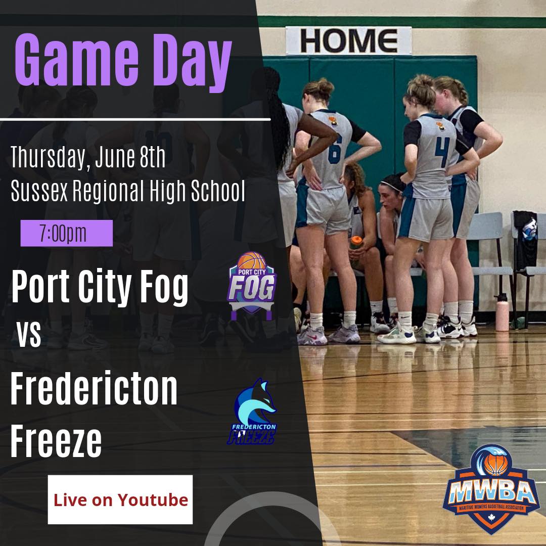 7pm this Thursday, June 8 at SRHS come out to cheer on <a href="/Fogbasketball/">Port City Fog</a> as they take on the <a href="/freezemwba/">Fredericton Freeze</a>! 
SMBA players get FREE admission
Adults $7
Seniors &amp; Students $5
Under 12 free.