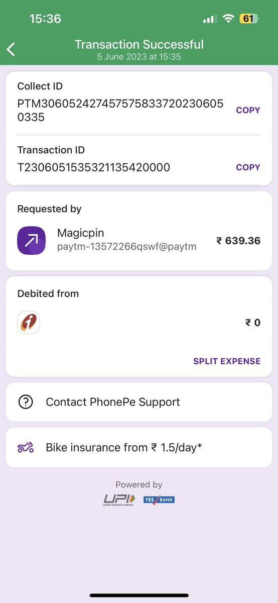 samiran_k's tweet photo. @CareMagicpin @mymagicpin I have recently purchased coupon of SonyLiv from your portal, the amount got debited from my account, but no coupon got delivered. Please refer the screenshot for your reference. Kindly provide the subscription details as early as possible. Thanks. https://t.co/o7yjgiOu31