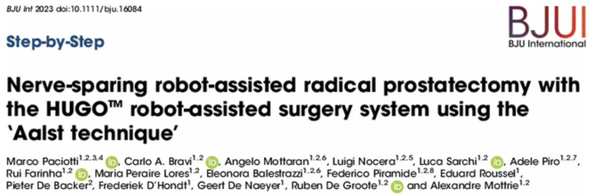 Marco Paciotti (@marco_paciotti_) on Twitter photo Interested in robotic surgery and new platforms?
Check out our case series of bilateral NS RARP with #HUGO RAS
➡️ pubmed.ncbi.nlm.nih.gov/37269137/
🎥 Aalst technique
⭐️ Tips and tricks
✅ Optimal outcomes
<a href="/ca_bravi/">Carlo Andrea Bravi</a> <a href="/AngeloMottaran/">Angelo Mottaran</a> <a href="/alexmottrie/">Alex Mottrie</a> <a href="/AalstOlv/">OLV Aalst Urology</a> <a href="/BJUIjournal/">BJU International</a> Interested in robotic surgery and new platforms?
Check out our case series of bilateral NS RARP with #HUGO RAS
➡️ pubmed.ncbi.nlm.nih.gov/37269137/
🎥 Aalst technique
⭐️ Tips and tricks
✅ Optimal outcomes
<a href="/ca_bravi/">Carlo Andrea Bravi</a> <a href="/AngeloMottaran/">Angelo Mottaran</a> <a href="/alexmottrie/">Alex Mottrie</a> <a href="/AalstOlv/">OLV Aalst Urology</a> <a href="/BJUIjournal/">BJU International</a>