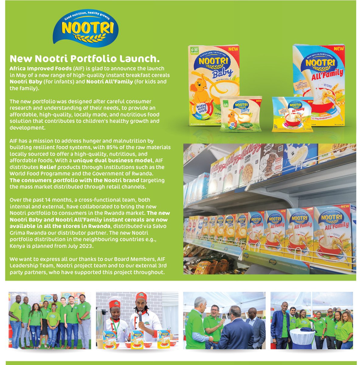 Africa Improved Foods (AIF), an African food champion with an impact mission at its core, is a leading producer of Super Cereal Plus. 

In 2023, AIF is accelerating its consumers business portfolio, to bring high quality and affordable nutrition to millions of consumers.