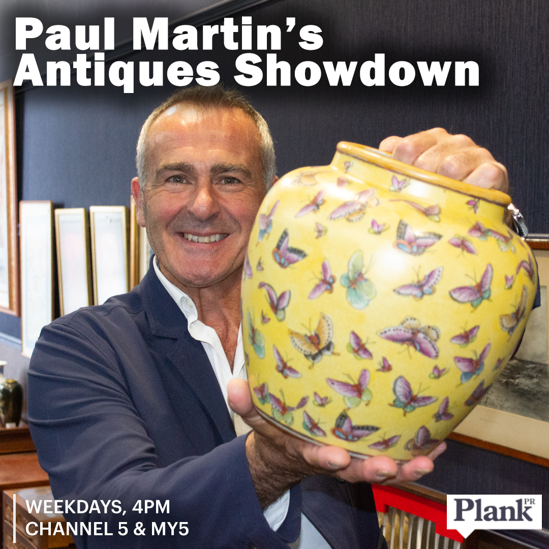 PlankPR's tweet image. Paul Martin and James Spiridion are competing over items including a retro coffee machine, some cameo jewellery and some plaster castings of Mary Queen of Scots. Paul Martin's #AntiquesShowdown begins at 4pm on @channel5_tv. @paulm_presenter
