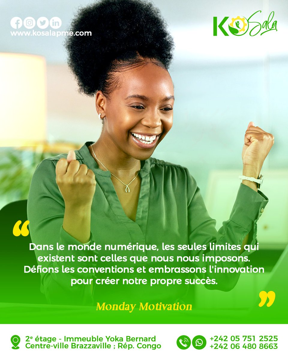 Kosalaafricapme's tweet image. #ChezKosála Chaque lundi est une nouvelle opportunité de développer vos compétences et de vous rapprocher de vos objectifs numériques.
-
Avez-vous des compétences numériques nécessaires ?
#Kosála #PME #Incubateur #ChezMoiAuCongo