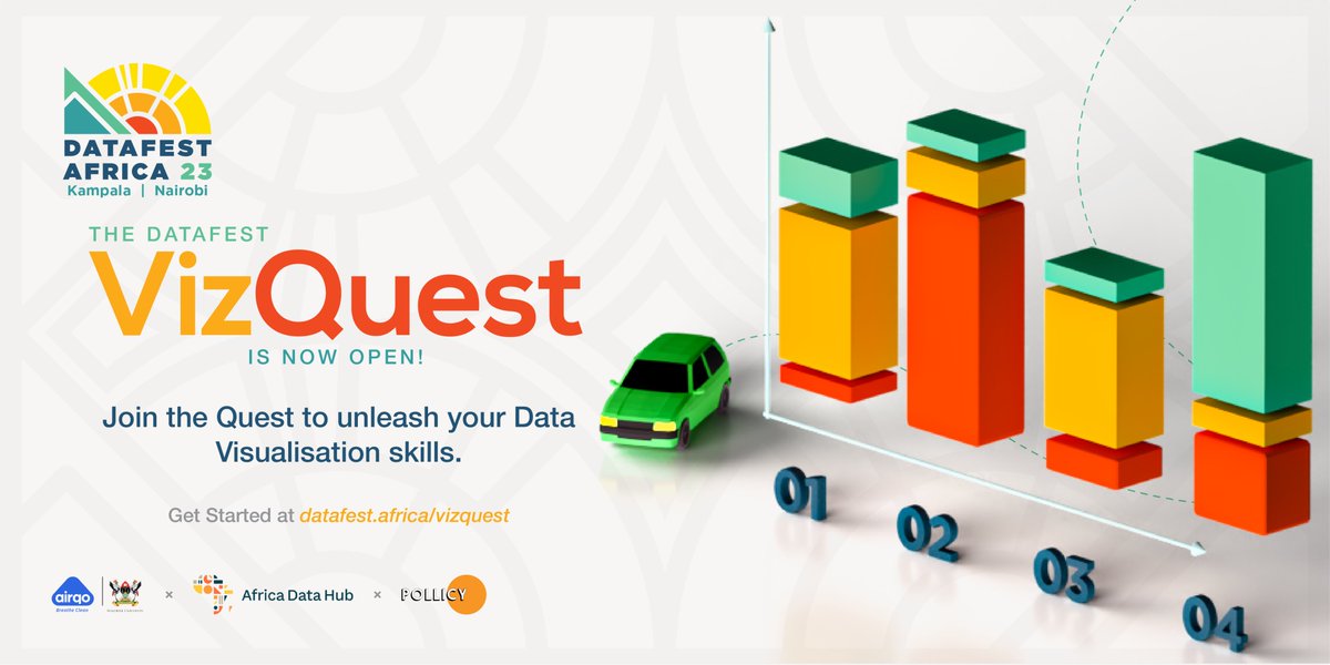 Don't miss out on the opportunity to showcase your skills in the #DataFestAfrica VizQuest Challenge. The deadline is approaching fast. Visit datafest.africa/VizQuest/ to get started and join us in revolutionizing #datavisualization! #DataFestAfrica
<a href="/PollicyOrg/">Pollicy</a> <a href="/MoICT_Ug/">Ministry of ICT&NG</a>