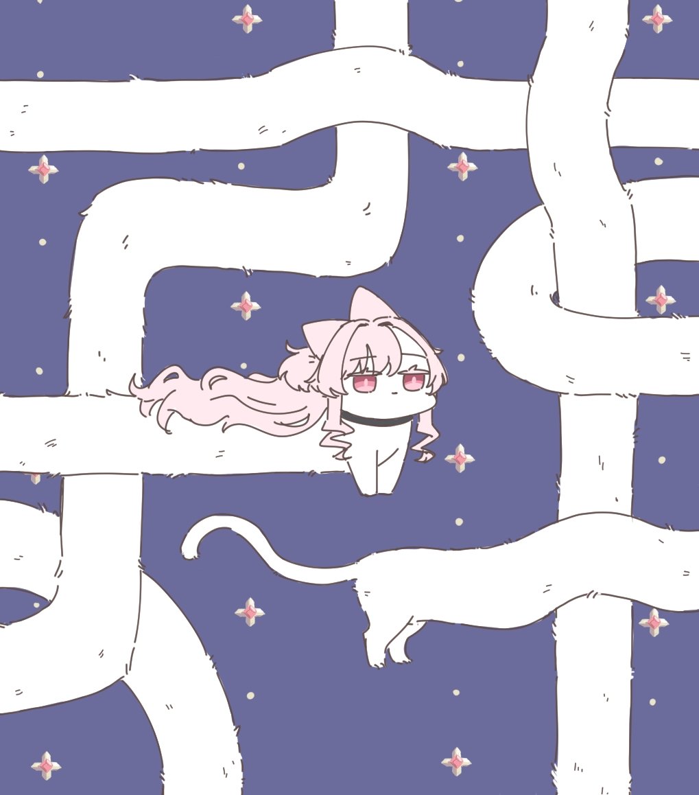 「まだまだ伸びるネコアキラ」|ミカヅキモのイラスト