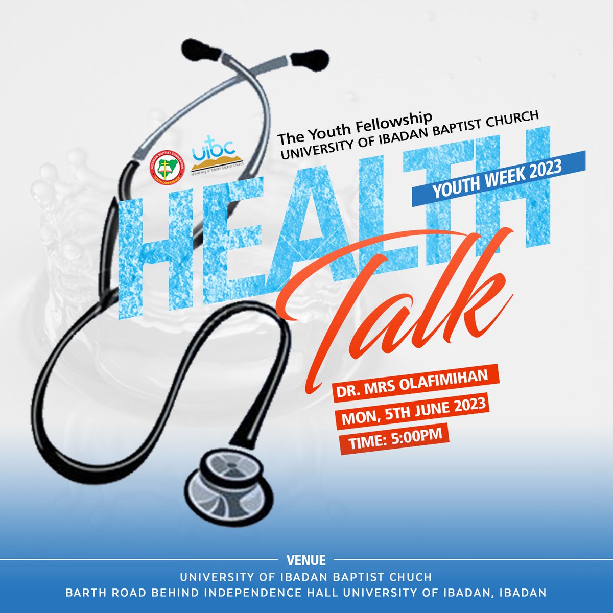 It's Youth week! Glory to God

Our program continues today with you and your health.

It is another opportunity to learn from our healthcare professionals on how to maintain  a healthy lifestyle.

@officialnbchq
#Youthweek
#healthtalk
