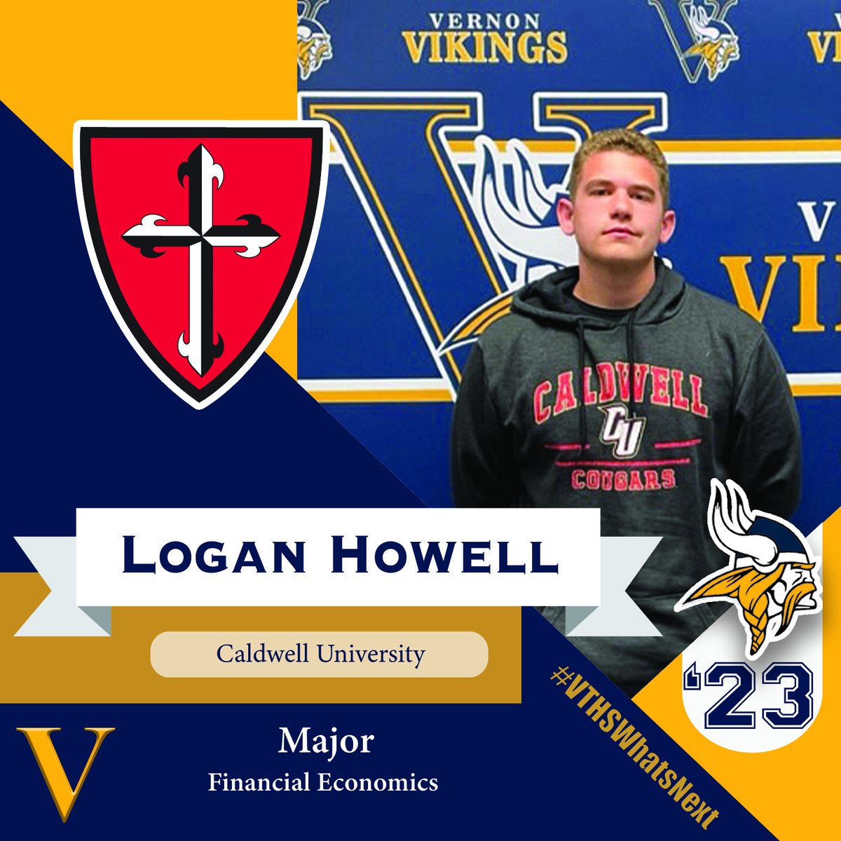 VTHSVikings's tweet photo. Congratulations to Logan Howell on your #whatsnext in attending @CaldwellUniv 
Go, Cougars! #VTHSWhatsNext #WeAreVTHS https://t.co/GICBCCusxj