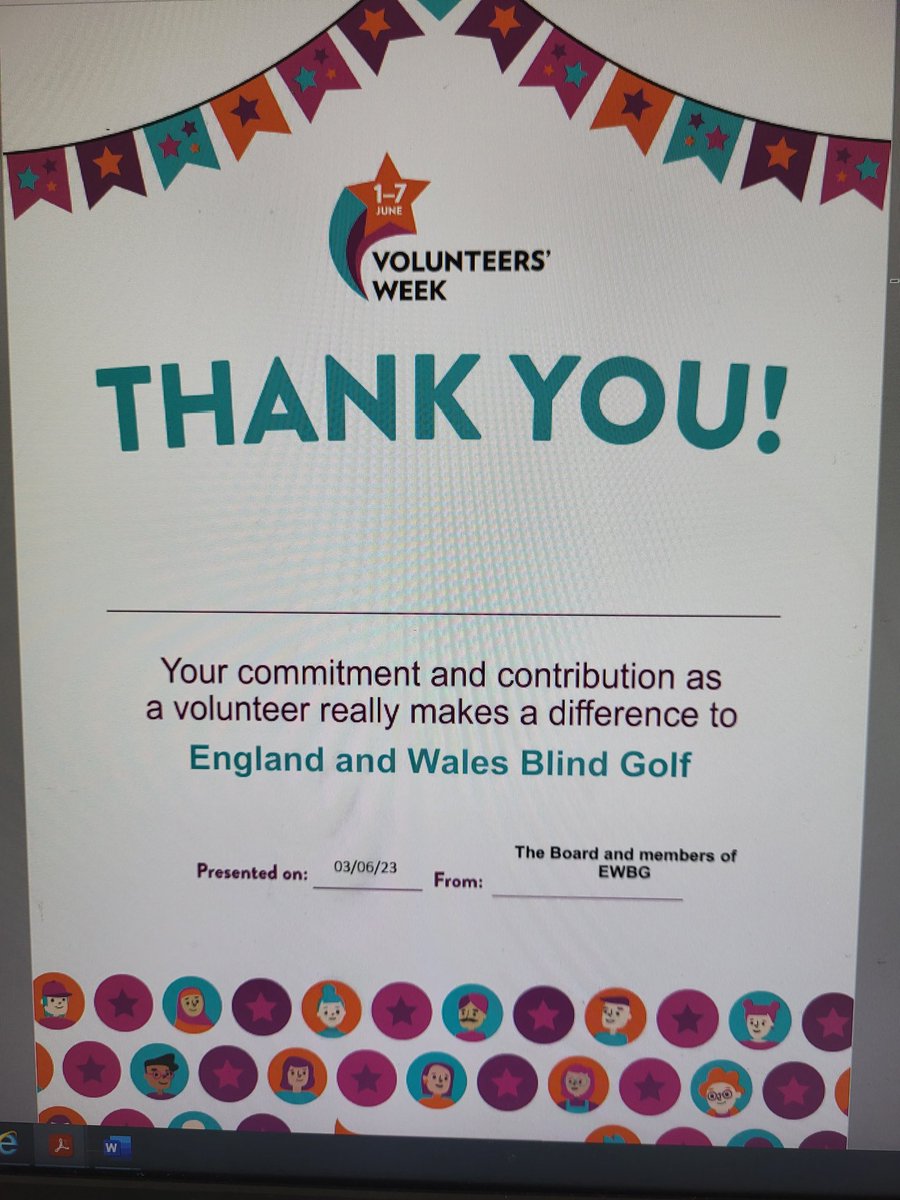 Eleanor Giblin (@eleanor_giblin) on Twitter photo Delighted to receive this certificate from <a href="/EWBlindGolf/">England and Wales Blind Golf</a> for our volunteering activities with them. Looking forward to our next volunteering session with them later this month #volunteeringweekIM Delighted to receive this certificate from <a href="/EWBlindGolf/">England and Wales Blind Golf</a> for our volunteering activities with them. Looking forward to our next volunteering session with them later this month #volunteeringweekIM