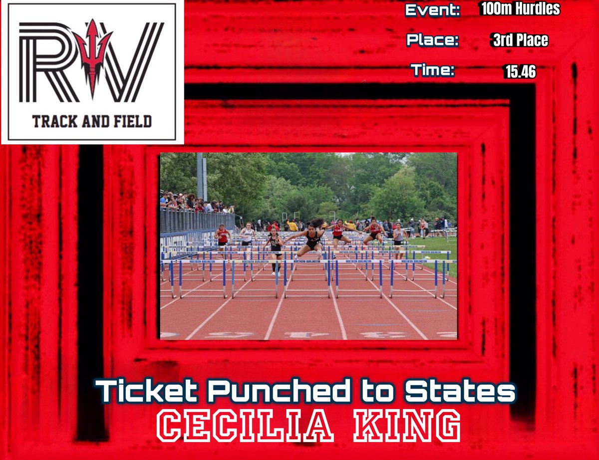 Congratulations to Sophomore Cecilia King on being apart of 24 points for our 3rd Place SJ Group 4 Sectional Championship team. Way to continue your debut hurdle season with two 3rd place finishes.

100 hurdles - 🥉
400m hurdles - 🥉

#RedDevilNation
