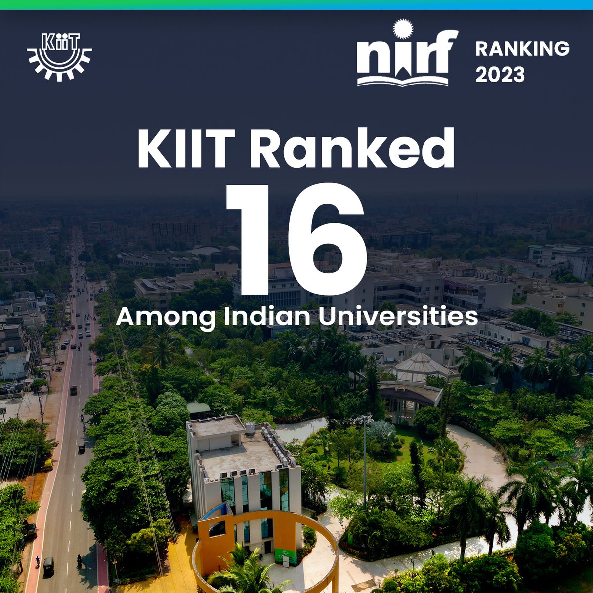 KIIT Deemed to be University has achieved a remarkable milestone in 2023, securing the 16th position in the prestigious National Institutional Ranking Framework (NIRF) list released by the Ministry of Education, Government of India.
@KIITUniversity