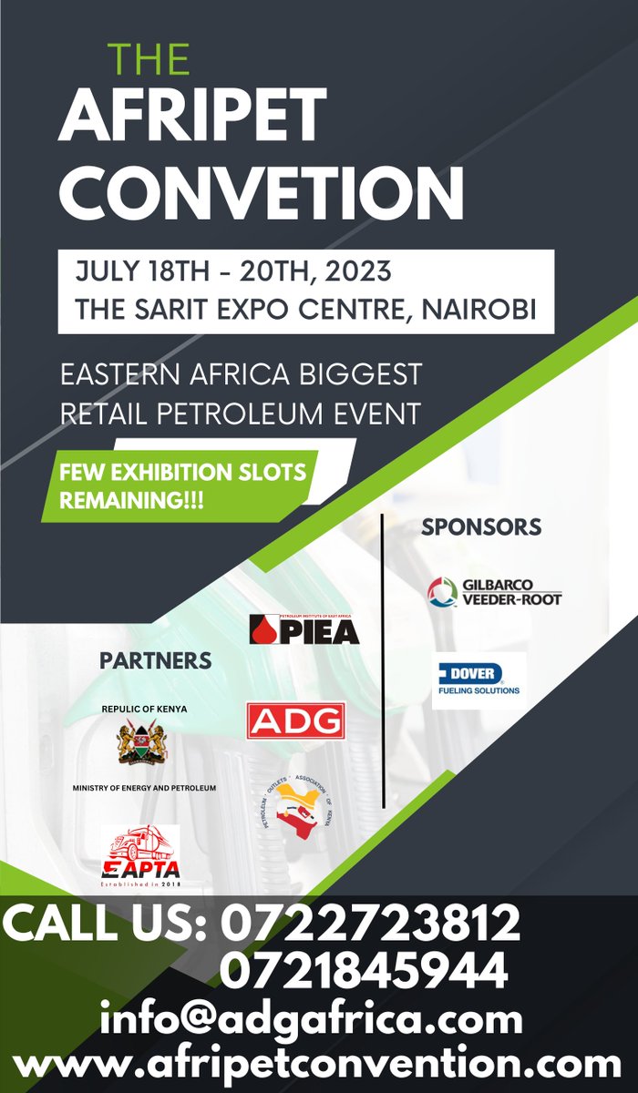 alisondavisltd's tweet photo. Nairobi is set to host the AfriPet Convention, Eastern Africa's biggest retail petroleum with over 50 exhibitors and 3,500 visitors participating, AfriPet Convention 2023 is the pace-setting event for all players and providers to the region's retail petroleum industry. https://t.co/tEdneyr11H