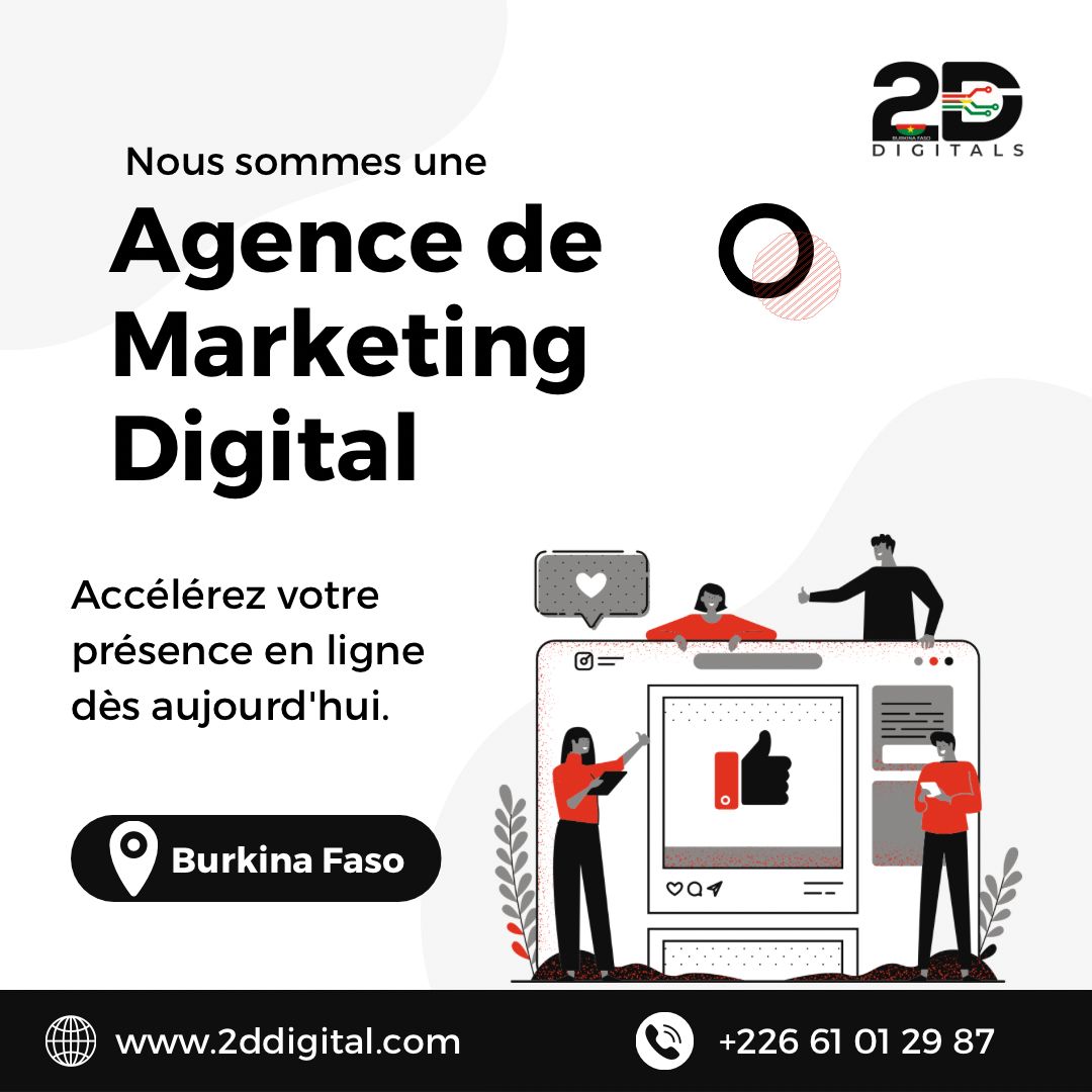 Nous sommes ouverts au Burkina Faso pour tous vos besoins en services informatiques, graphisme et en marketing digital. 
#2ddigitals #marketingdigital
