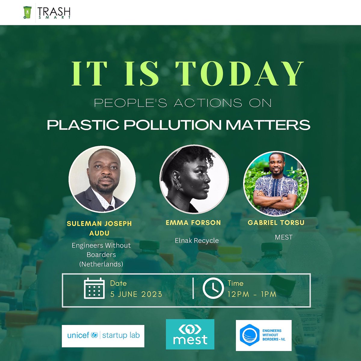 _TrashSmart's tweet photo. It is Today! Few hours more to our exciting webinar. Insightful topics from our speakers.
Make sure to register. Link in Bio.
#beatplasticpollution
#Webinarevent
#TrashSmart https://t.co/wZ1q1WzFmU