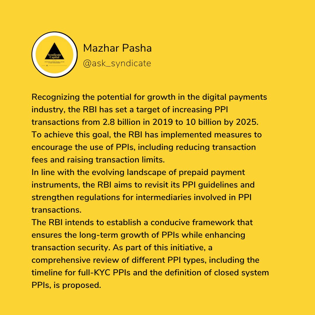 Syndicate Capital on Twitter "📢 RBI revisits PPI guidelines for 