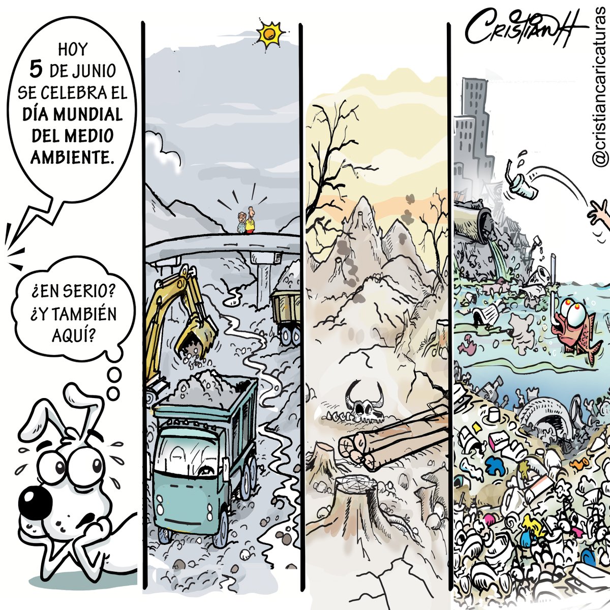 El Día Mundial del Medio Ambiente
Mi caricatura de hoy 5 de junio en el periódico @ElDia_do 
.
.
.
#medioambiente #depredacion #planeta #plasticos #criscaricaturas #5dejunio