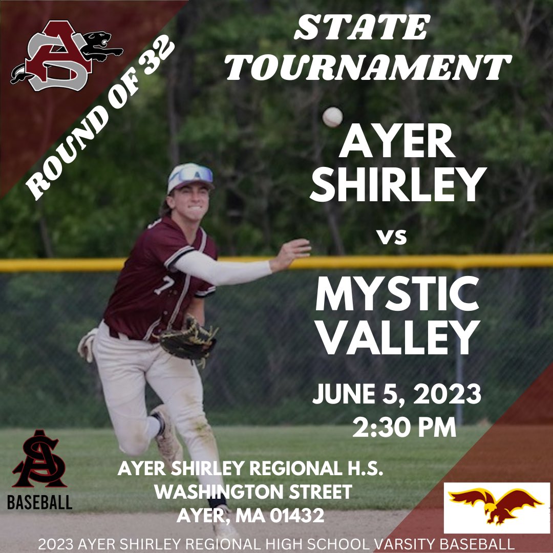 Panthers host Mystic Valley in the State Tournament this afternoon, head on down for the game - 2:30 first pitch.