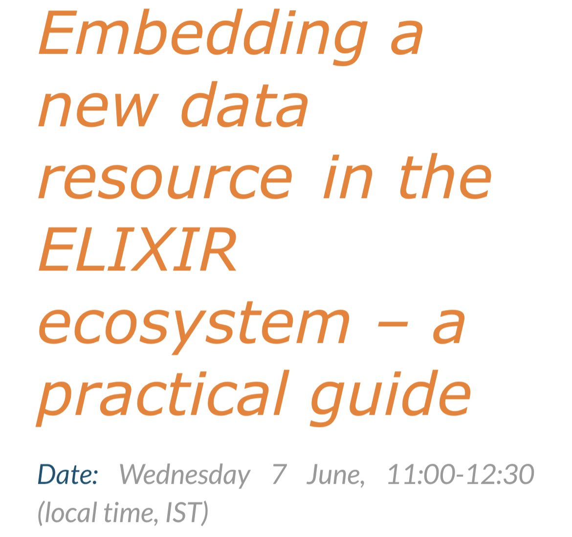 SusannaASansone's tweet image. Our contribution to #ELIXIR23 via @FAIRsharing_org &amp;amp; #FAIRcookbook, both @ElixirNodeUk &amp;amp; @ELIXIREurope  resources adopted &amp;amp; recommended by @HorizonEU guidelines! Follow the presentations by @allysonlister &amp;amp; I in these mini-symposium and sessions ⬇️ #FAIRdata #openscience #EOSC
