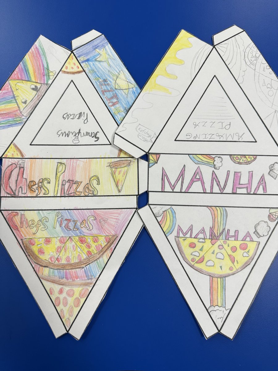 dixons_mb's tweet photo. DT in Year 4 this half term - design, make, eat &amp; evaluate! The children have designed their own logo and packaging, constructed their pizza box and made the pizza to go inside - great work! #teamwork #committment #enjoyment #designandtechnology #pizzaboxes #logos #packaging https://t.co/IOzYZdri54