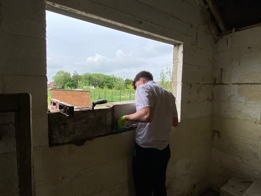 Great work from Harrison in 10CDN who has been using his RISE skills to help brick up an old window in the #LadybridgeFarm building #LadybridgeLearners #RISE #alternativecurriculum