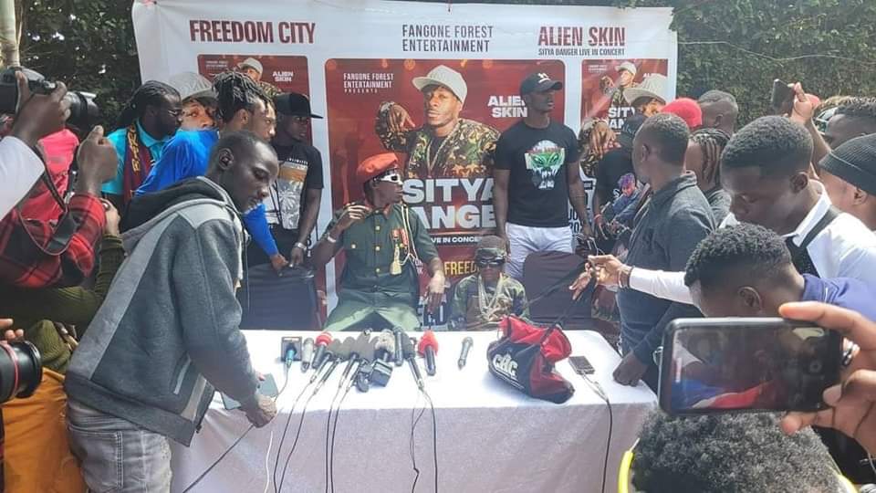 MBU's tweet photo. Singer Alien Skin is set to address the Press ahead of His "Sitya Danger" Concert at Freedom City. https://t.co/vOspY1zcta