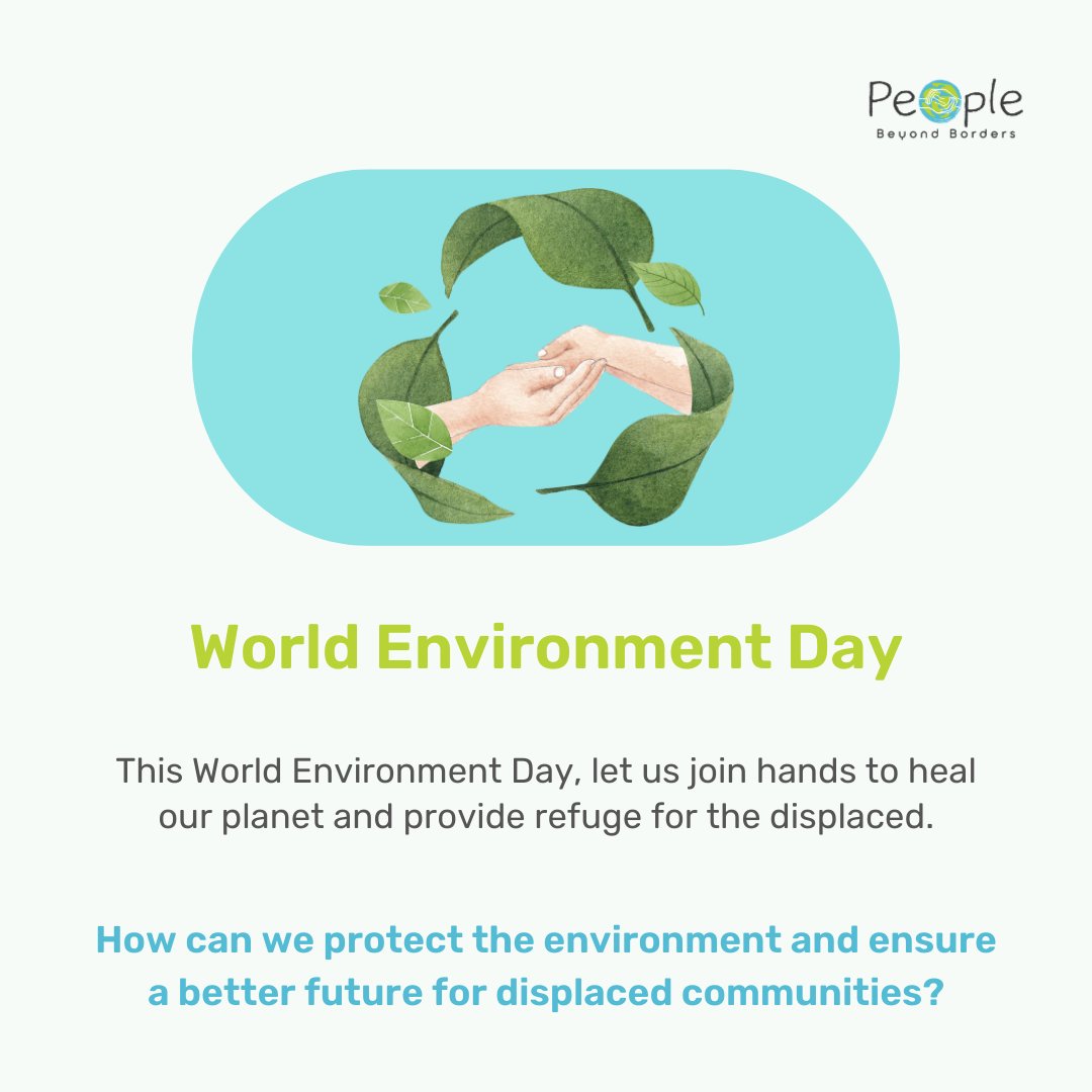 PeopleBorders's tweet photo. This #WorldEnvironmentDay, let's recognize the impact of environmental degradation on #DisplacedCommunities, #Refugees, and #Migrants. Together, we can promote #Sustainability, resilience, and a #Humanitarian approach to #Conservation. Join us in making a difference.
#Climate https://t.co/rMTIuiIMFd