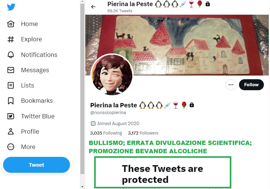 desertengels's tweet photo. @Medendi2 Questo è il miglior modo di tenere un account #twitter dedito al #bullismo, che faceva pubblicità al consumo di #alcool e col suo atteggiamento screditava la #scienza: non visibile.

https://t.co/mq7tY35gH7 https://t.co/tod9BnKpBg