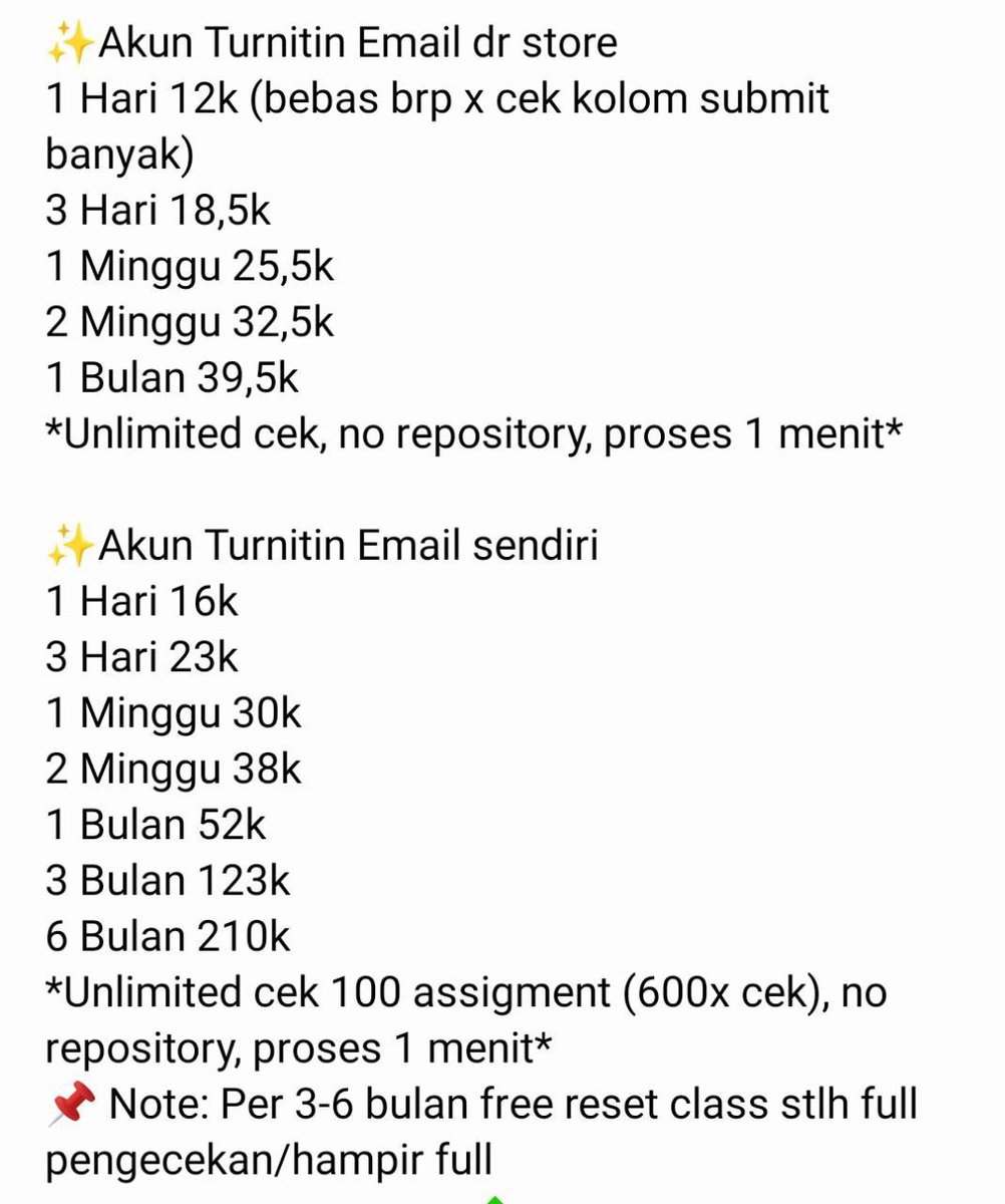 SEWA AKUN TURNITIN 1 HARI 12K AJA tweet media