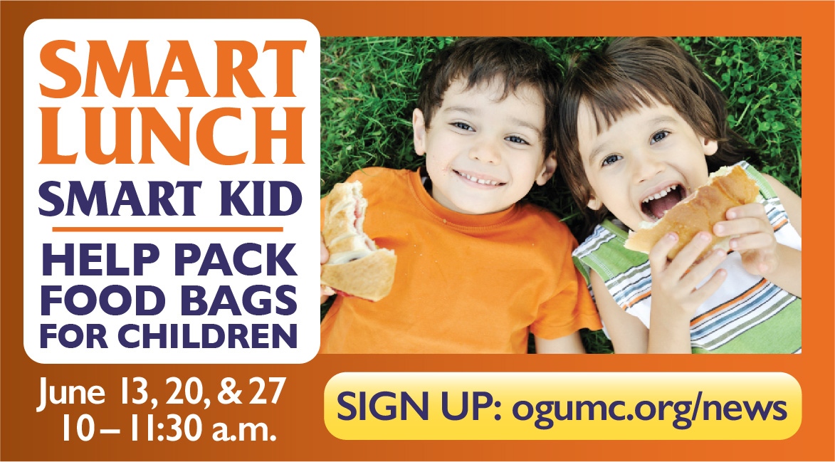 Help Pack Food Bags for Children:

On June 13, 20, and 27, Oak Grove will pack food bags for children. 
You can help us reach our goal of 2,000 bags!

You can get all the information and sign up to volunteer at ogumc.org/news .