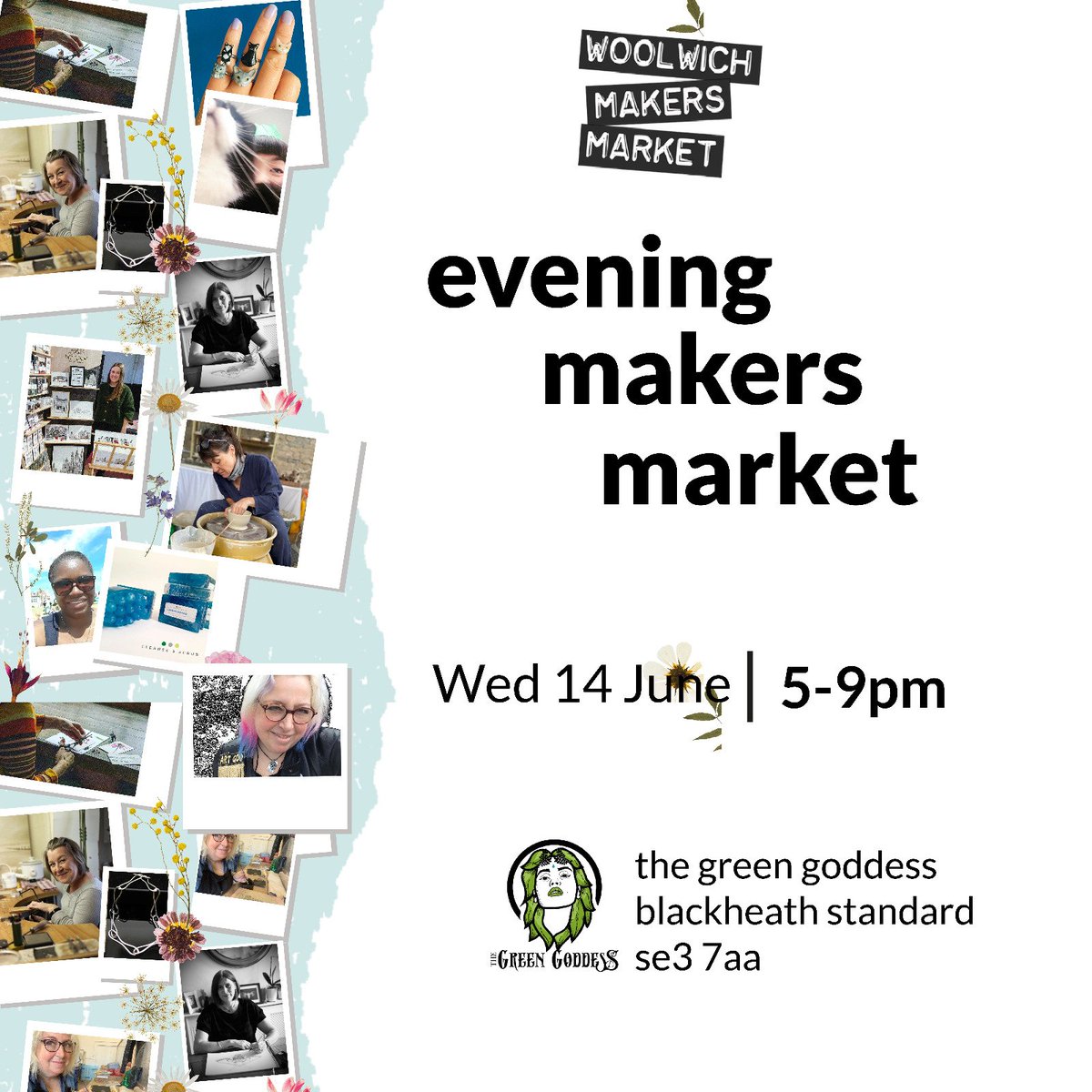 WoolwichMakers's tweet photo. We are very excited to have another evening market at @GreenGoddessPub Wed 14 June, 5-9pm. 

Browse the makes of your local creatives while sipping on some delicious beer and nibbling on some cheese. See you there! https://t.co/sM4FLq8d9O