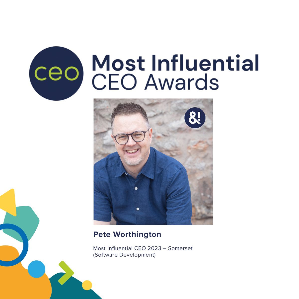 Exciting announcement for <a href="/peteworthington/">Pete Worthington</a>.
He's been recognised for being the 'most influential CEO in Software Development'! Pete wouldn't shout it out himself, so we are.
You have always been awesome, and we are thrilled to see you being recognised for it. Congrats!

#awards