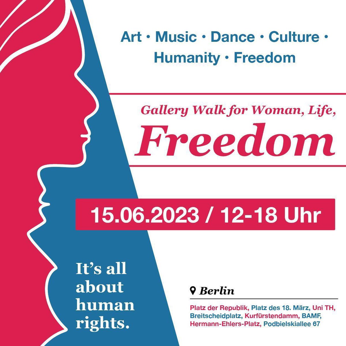 GalleryWalk4's tweet photo. Wir sind hocherfreut euch die zusammenarbeitenden Gruppen des Gallery Walk 4 Freedom zu präsentieren! 

#onediaspora #womenlifefreedom #berlin #Mahsa_Amini #IranRevoIution https://t.co/PAhJMGtMIo