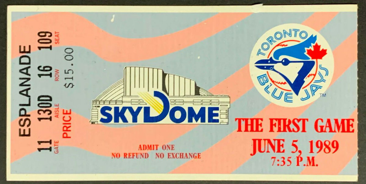 coopincanada's tweet photo. #OTD 34 years ago, the Toronto Blue Jays play their first game at SkyDome in front of 48,378 fans. 

Unfortunately, those fans leave disappointed when the Blue Jays lose 5-3 to the Milwaukee Brewers. 

Who still has their ticket?

#BlueJays https://t.co/r89AYVdX7A