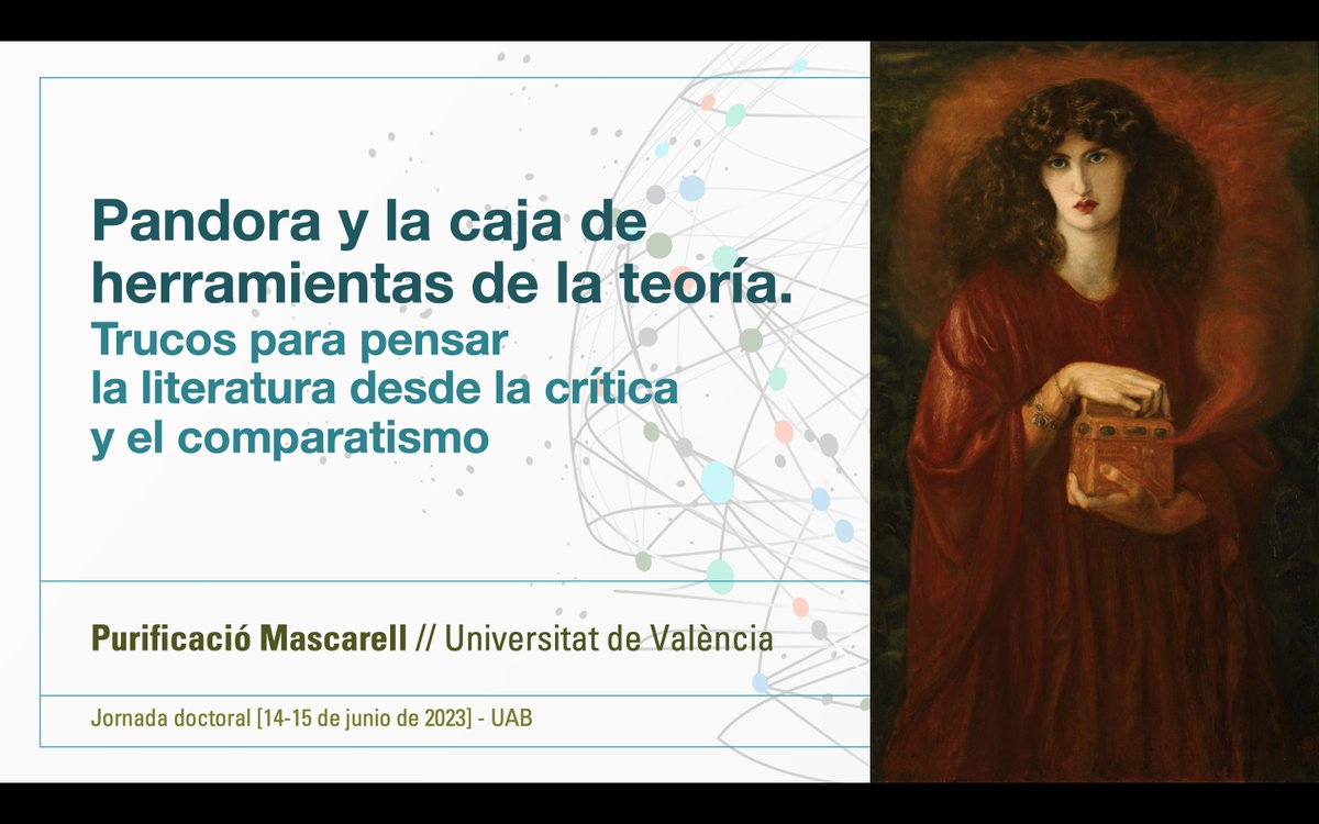 🌀Preparant esta conferència inaugural.
Tot el programa: dfe.uab.cat/jornada-doctor…
I la companyia de la Pandora de Dante Gabriel Rossetti.