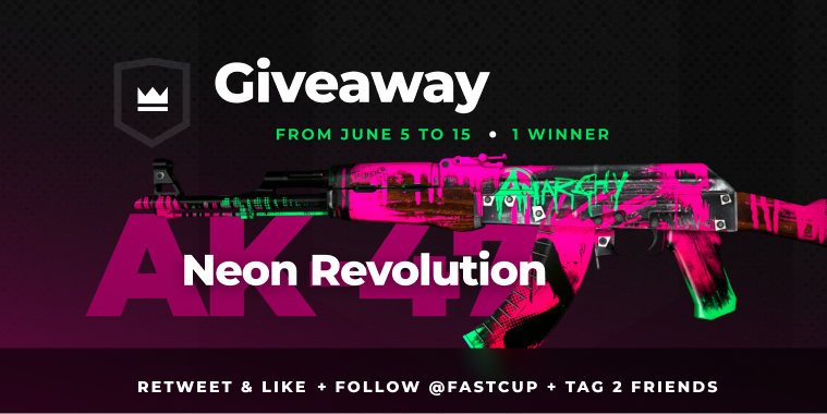 🔥FASTCUP.NET Giveaway: x1 AK-47 | Neon Revolution (Field-Tested)

To enter:
- Retweet & like
- Follow @fastcup
- Tag 2 friends

Winner will be announced on June 15! 
Good luck to everyone! 

#FASTCUP #giveaway #skinsgiveaway #CSGOGiveaway #freeskins #csgoskins🔥