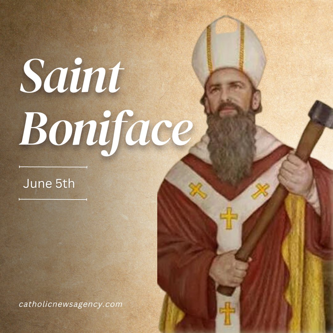 cnalive's tweet photo. St. Boniface was very bold in his faith and was well known for being very good at using the local customs and culture of the day to bring people to Christ. He was educated at a Benedictine monastery and became a monk. https://t.co/xUfo3B6Noy https://t.co/SNIS5bOwIq