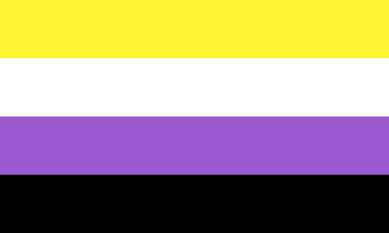 June 5th: Non-Binary 

'Non-binary, [...] is a term referring to individuals whose gender identity does not exclusively fall into the binary gender classification of only 'man' or 'woman.'' 

Source: lgbtqia.fandom.com/wiki/Non-binar…

#FlagsUniteFandoms #FandomsUnited