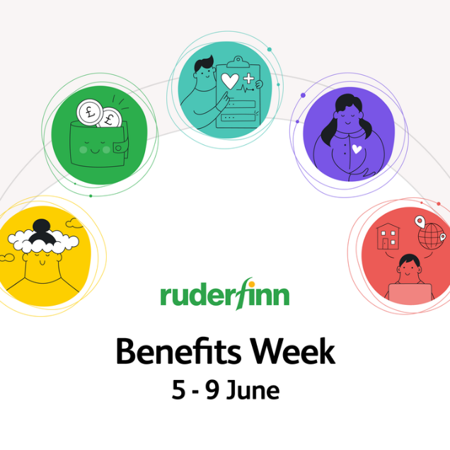 RuderFinnUK's tweet photo. 📢Ruder Finn UK Benefits Week is here! 🎉 This week we will be celebrating all the amazing benefits that Ruder Finn UK offers employees.🎊Stay tuned for daily posts about our week full of activities. ❤️ #LifeAtRF #BenefitsWeek #EmployeePerks https://t.co/EBrWoa2Qq3