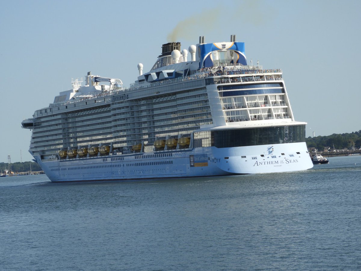 The Royal Caribbean cruise ship Anthem of the Seas seen departing Southampton yesterday.
