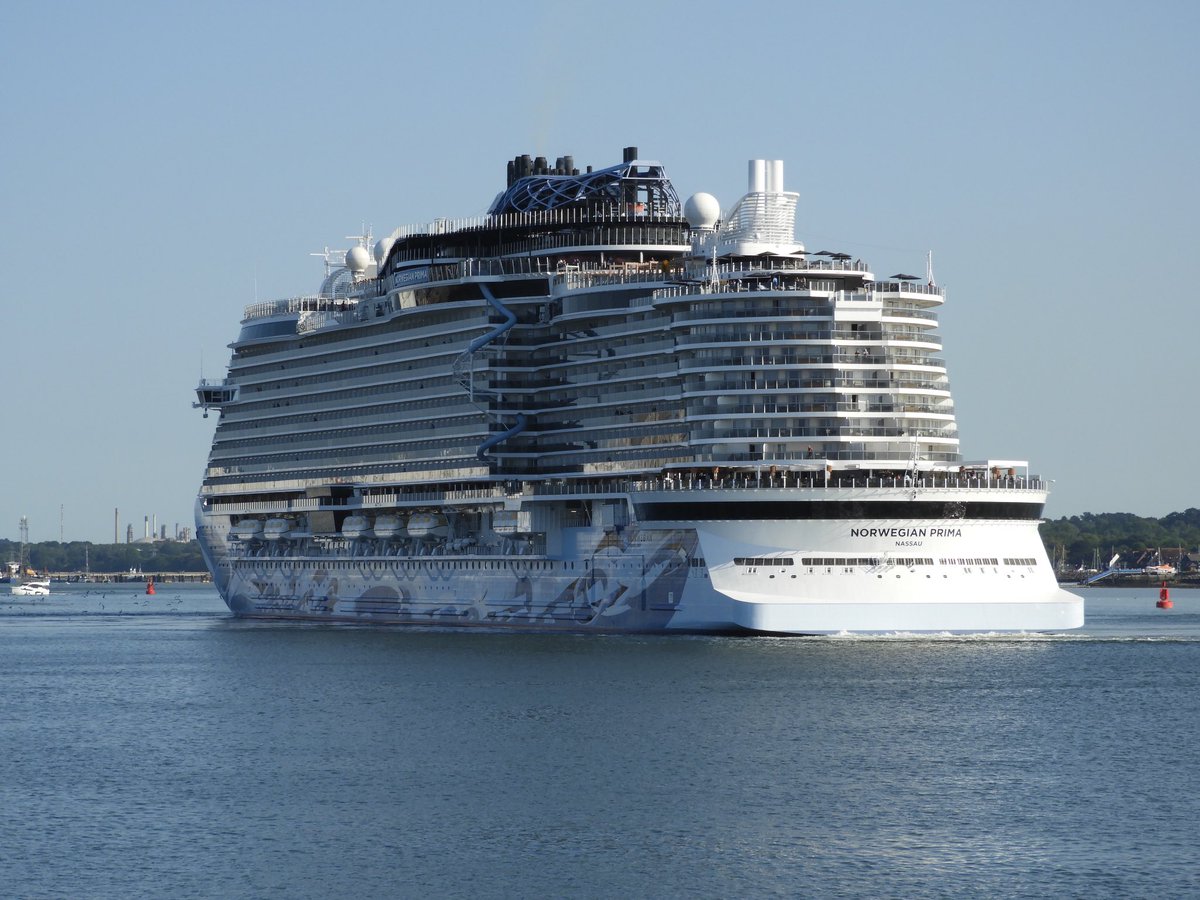 The 2022 built Norwegian Cruise line ship Norwegian Prima seen at Southampton yesterday on her second visit to the port.