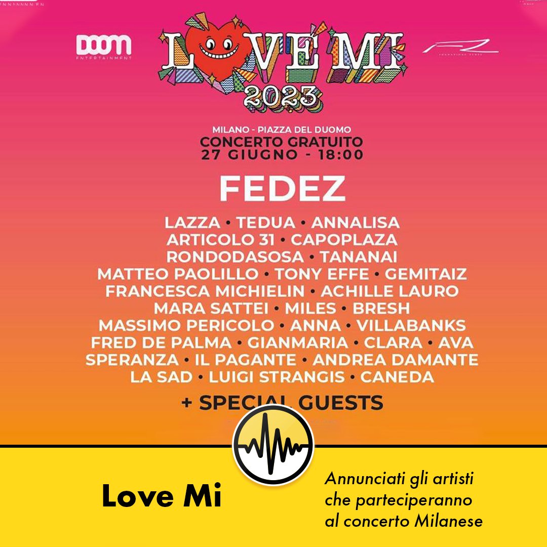 Svelato il cast di Love MI 2023 #lovemi #lovemi2023 #frequenzaitaliana #nuovamusica #fedez