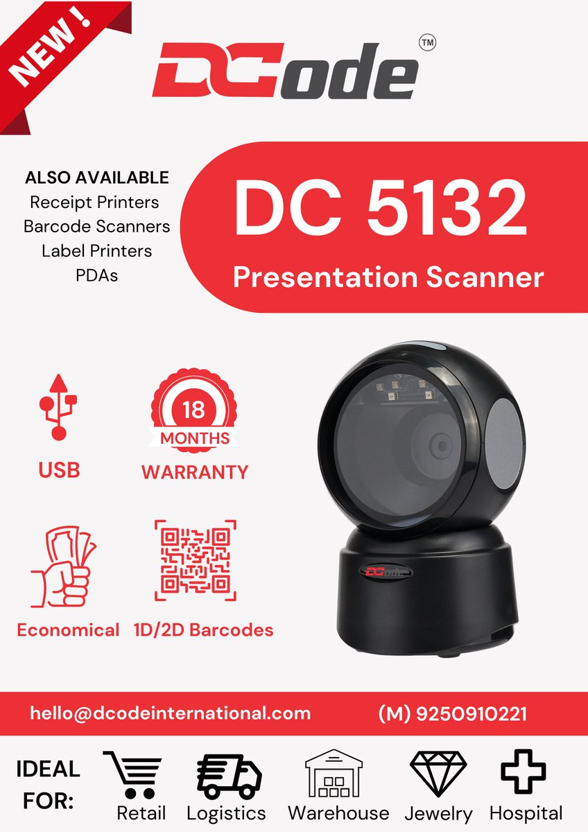 DCTechTalks's tweet image. Discover the power of DCode Presentation Scanners! Perfect for retail, pharmacy, and specialty stores.
#barcodescanner #barcodereader #qrcodescanner #qrcodereader #tabletopscanner #presentationscanner #fixedscanner #DCodescanner #DCode #fixedqrscanner
