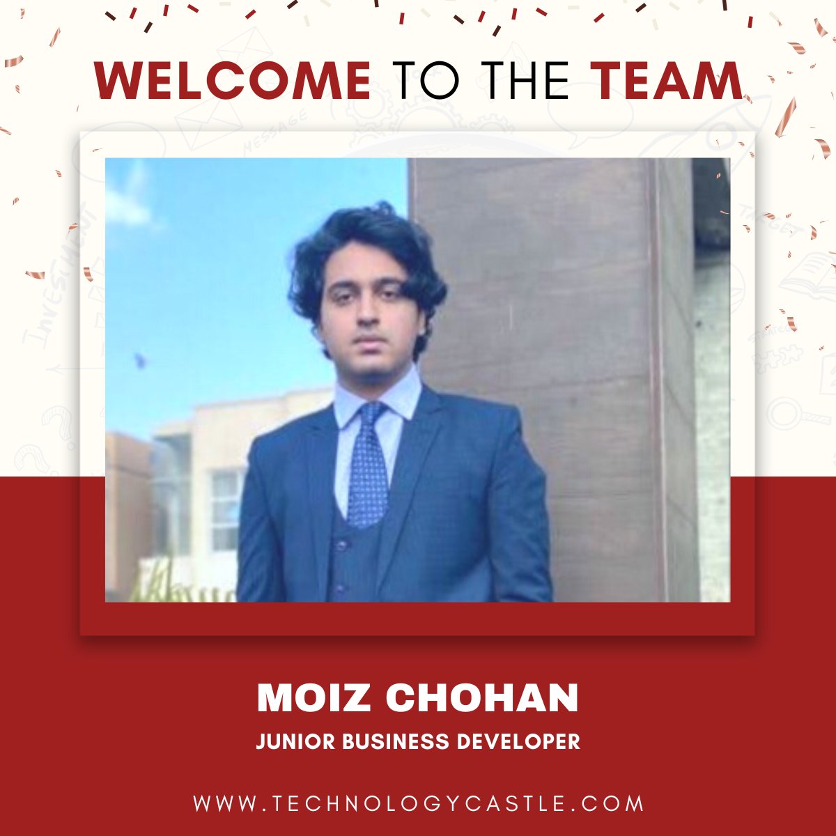 OfficialTCastle's tweet photo. Introducing Moiz Chohan, our newest addition to the Business Development team! We're thrilled to have you on board and can't wait to witness your skills and creativity in action. Get ready to make a lasting impact and thrive in our dynamic work environment!

#NewBeginnings #team https://t.co/hXZNhW1wid